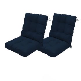 Outdoor High Back Chair Cushions Set of 2, 42"x21"x4" Tufted Waterproof Patio Cushion for Rocking & Dining Chairs, Soft Seat Pad with Ties