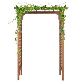 152*60*215cm Beautiful And Practical Flat-Topped Wooden Arch Garden Arch Dark Brown