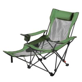 Reclining Camping Chair, 4 Adjustable Positions, Portable Folding Lounger for Adults, Mesh Beach Chair with Headrest & Foot Rest, Supports 220 lb